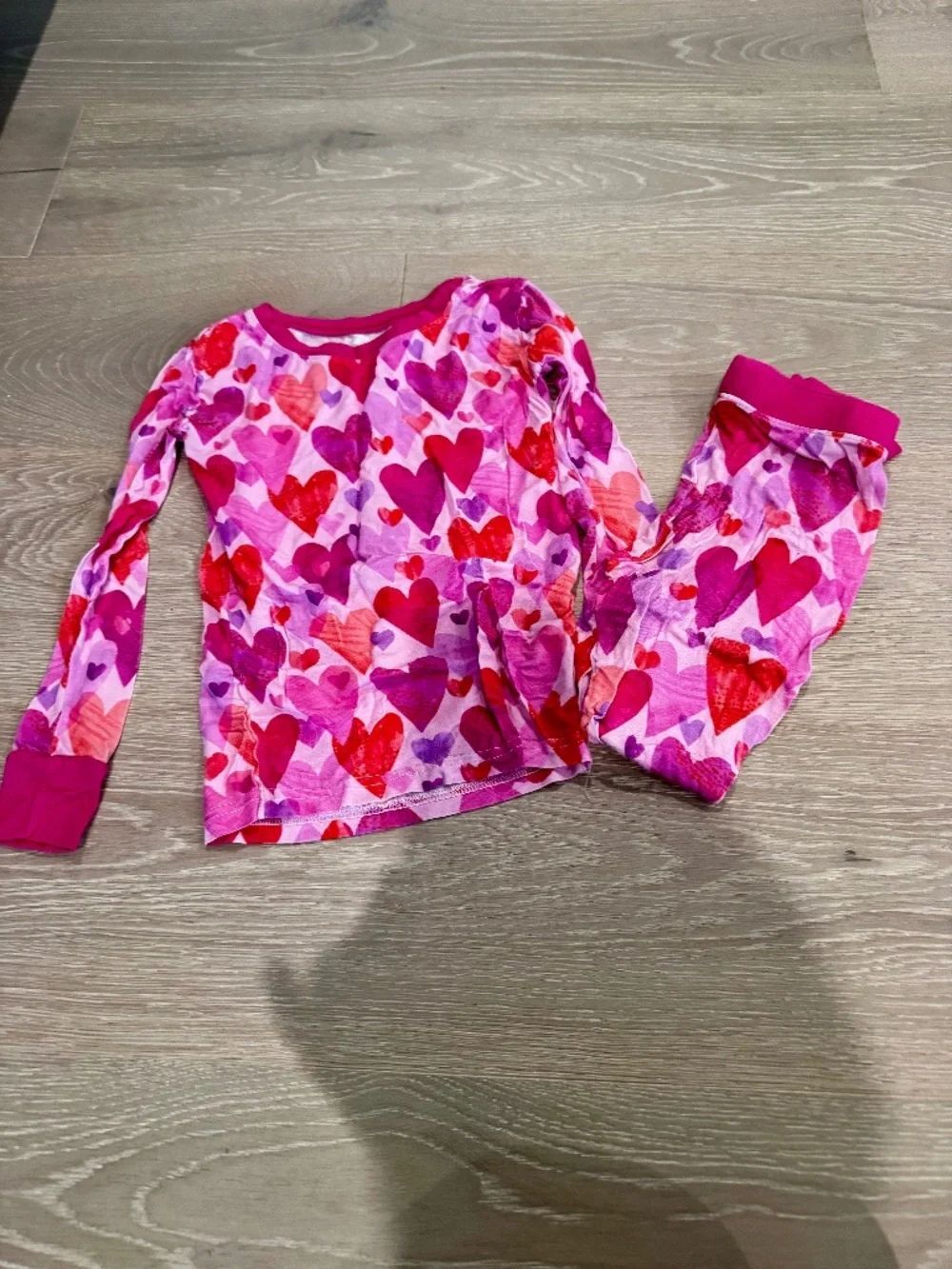 Little Sleepies 5/6 Girls-Pink Heart Print-EUC